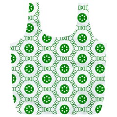 White Background Green Shapes Full Print Recycle Bag (xl)