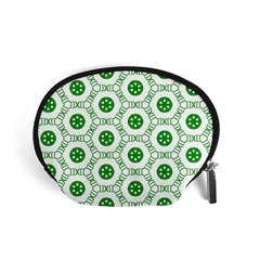 White Background Green Shapes Accessory Pouch (small) by Nexatart