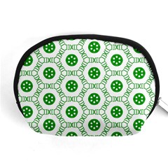 White Background Green Shapes Accessory Pouch (medium) by Nexatart