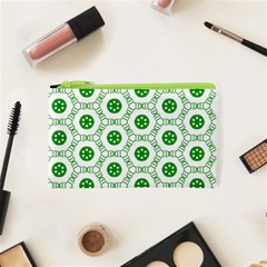 White Background Green Shapes Cosmetic Bag (xs) by Nexatart