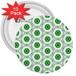 White Background Green Shapes 3  Buttons (10 pack)  Front