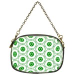 White Background Green Shapes Chain Purse (One Side) Front