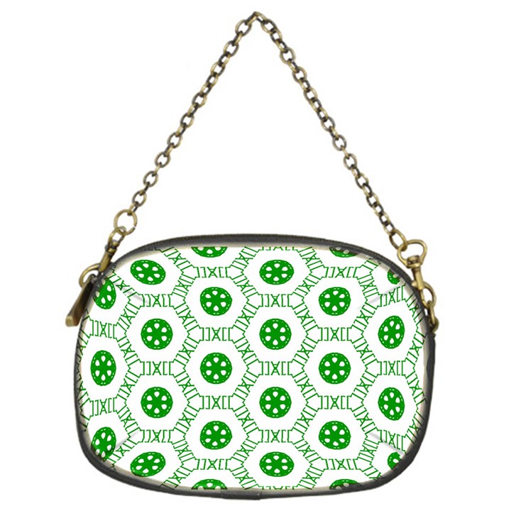 White Background Green Shapes Chain Purse (One Side)