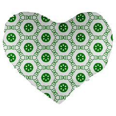 White Background Green Shapes Large 19  Premium Heart Shape Cushions by Nexatart