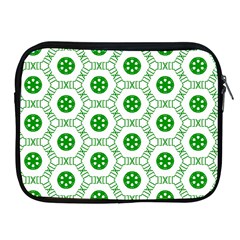 White Background Green Shapes Apple Ipad 2/3/4 Zipper Cases by Nexatart