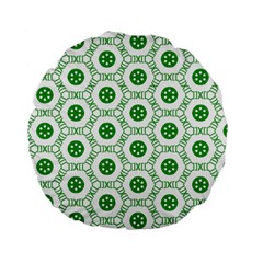 White Background Green Shapes Standard 15  Premium Flano Round Cushions by Nexatart