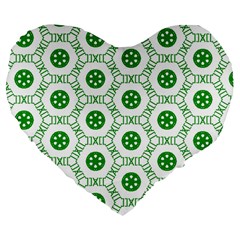 White Background Green Shapes Large 19  Premium Flano Heart Shape Cushions by Nexatart