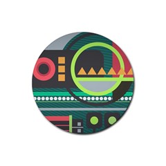 Background Colors Abstract Shapes Rubber Coaster (round)  by Nexatart