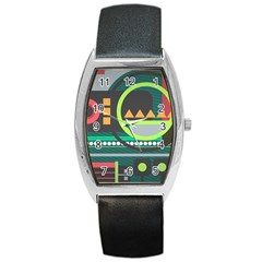 Background Colors Abstract Shapes Barrel Style Metal Watch by Nexatart