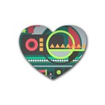 Background Colors Abstract Shapes Rubber Coaster (Heart)  Front