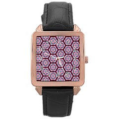 Background Pattern Tile Rose Gold Leather Watch  by Nexatart