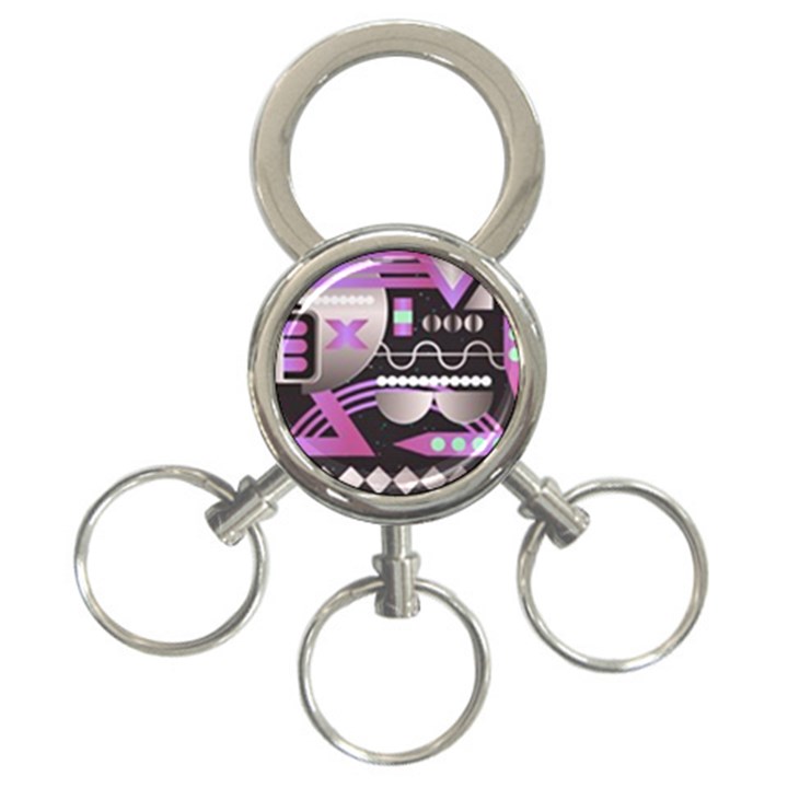 Background Abstract Geometric 3-Ring Key Chain