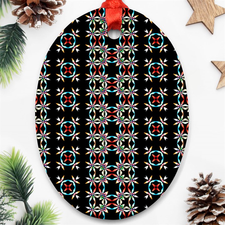 Pattern Black Background Texture Ornament (Oval)