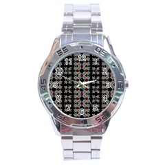 Pattern Black Background Texture Stainless Steel Analogue Watch by Nexatart