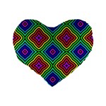 Pattern Rainbow Colors Rainbow Standard 16  Premium Flano Heart Shape Cushions Back