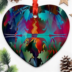 Background Sci Fi Fantasy Colorful Heart Ornament (two Sides)