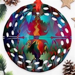 Background Sci Fi Fantasy Colorful Round Filigree Ornament (two Sides)