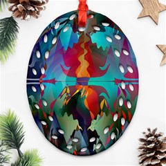 Background Sci Fi Fantasy Colorful Oval Filigree Ornament (two Sides)