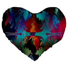 Background Sci Fi Fantasy Colorful Large 19  Premium Flano Heart Shape Cushions by Nexatart