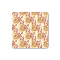 Scrapbook Floral Decorative Vintage Square Magnet by Nexatart