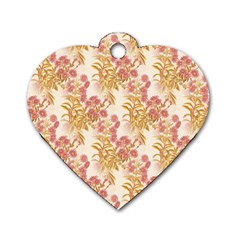 Scrapbook Floral Decorative Vintage Dog Tag Heart (one Side) by Nexatart