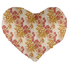 Scrapbook Floral Decorative Vintage Large 19  Premium Flano Heart Shape Cushions