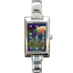 Mountains Abstract Mountain Range Rectangle Italian Charm Watch by Nexatart