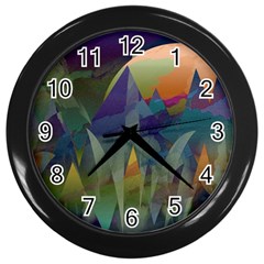 Mountains Abstract Mountain Range Wall Clock (black) by Nexatart