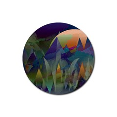 Mountains Abstract Mountain Range Rubber Coaster (round)  by Nexatart