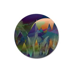 Mountains Abstract Mountain Range Magnet 3  (round) by Nexatart