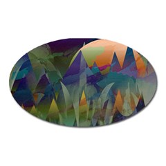 Mountains Abstract Mountain Range Oval Magnet by Nexatart