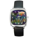 Mountains Abstract Mountain Range Square Metal Watch Front