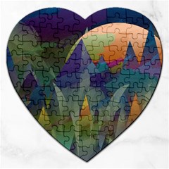 Mountains Abstract Mountain Range Jigsaw Puzzle (heart) by Nexatart