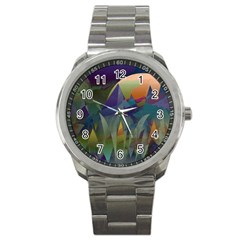 Mountains Abstract Mountain Range Sport Metal Watch by Nexatart