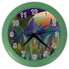 Mountains Abstract Mountain Range Color Wall Clock by Nexatart