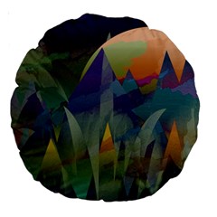 Mountains Abstract Mountain Range Large 18  Premium Round Cushions by Nexatart