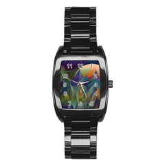 Mountains Abstract Mountain Range Stainless Steel Barrel Watch by Nexatart