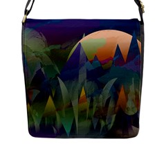 Mountains Abstract Mountain Range Flap Closure Messenger Bag (l) by Nexatart