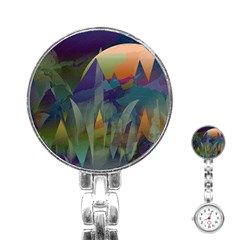 Mountains Abstract Mountain Range Stainless Steel Nurses Watch by Nexatart