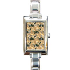 Scrapbook Leaves Decorative Rectangle Italian Charm Watch