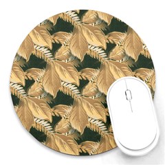 Scrapbook Leaves Decorative Round Mousepads