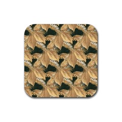 Scrapbook Leaves Decorative Rubber Coaster (Square) 