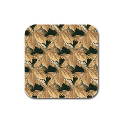 Scrapbook Leaves Decorative Rubber Square Coaster (4 pack) 