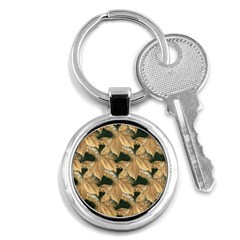 Scrapbook Leaves Decorative Key Chain (Round)