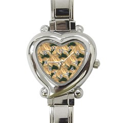 Scrapbook Leaves Decorative Heart Italian Charm Watch