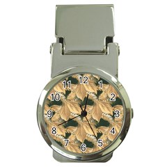 Scrapbook Leaves Decorative Money Clip Watches by Nexatart