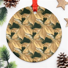 Scrapbook Leaves Decorative Round Ornament (two Sides) by Nexatart