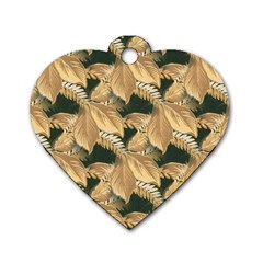 Scrapbook Leaves Decorative Dog Tag Heart (Two Sides)