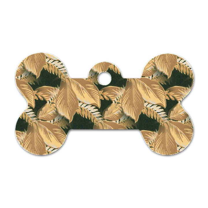 Scrapbook Leaves Decorative Dog Tag Bone (One Side)