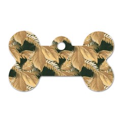 Scrapbook Leaves Decorative Dog Tag Bone (Two Sides)